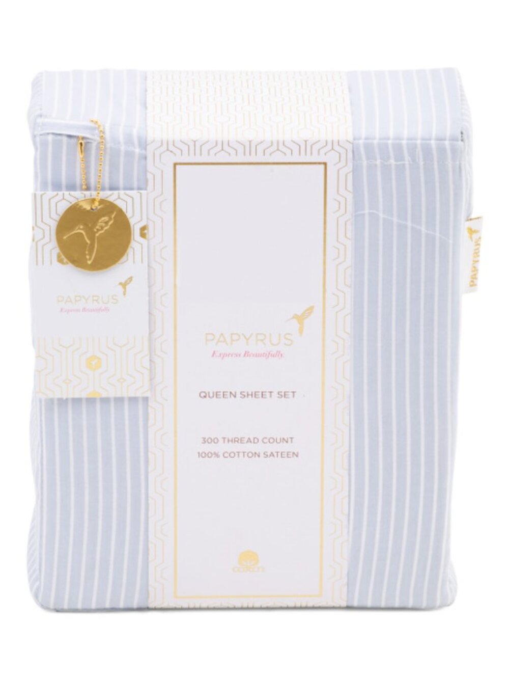 PAPYRUS 300tc Cotton Sateen Pinstriped Sheet Set